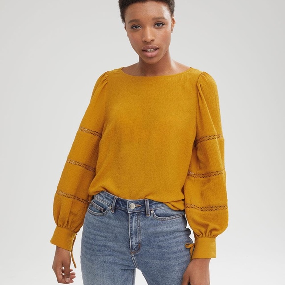 Long Sleeve Popover with Lace Tape Inserts - Picture 1 of 6